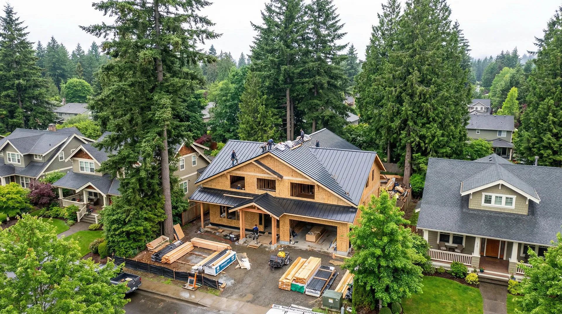 Aerial view of a construction project